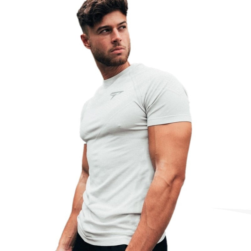 Fitness Brother Mens Running Sports Slim Fit Short Sleeve Quick Drying Clothes Milk Silk Quick Drying Training T shirt