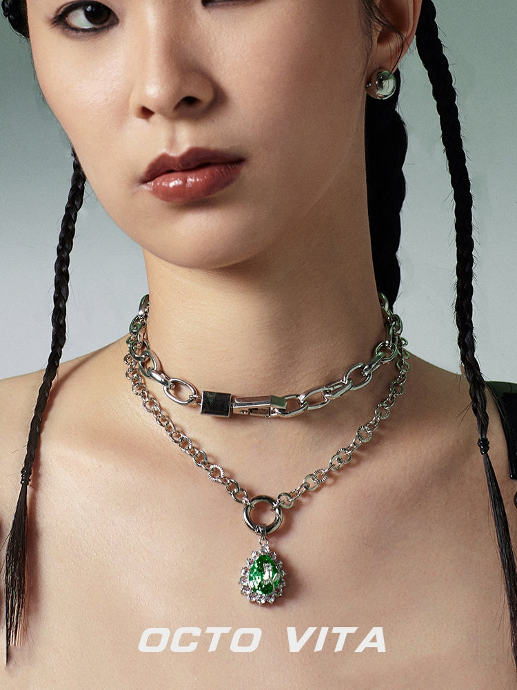 Cool Double layer Necklace Sexy Cyberpunk Versatile Necklace Chain Cool and Cute Trendy ins Spicy Girl Clavicle Chain