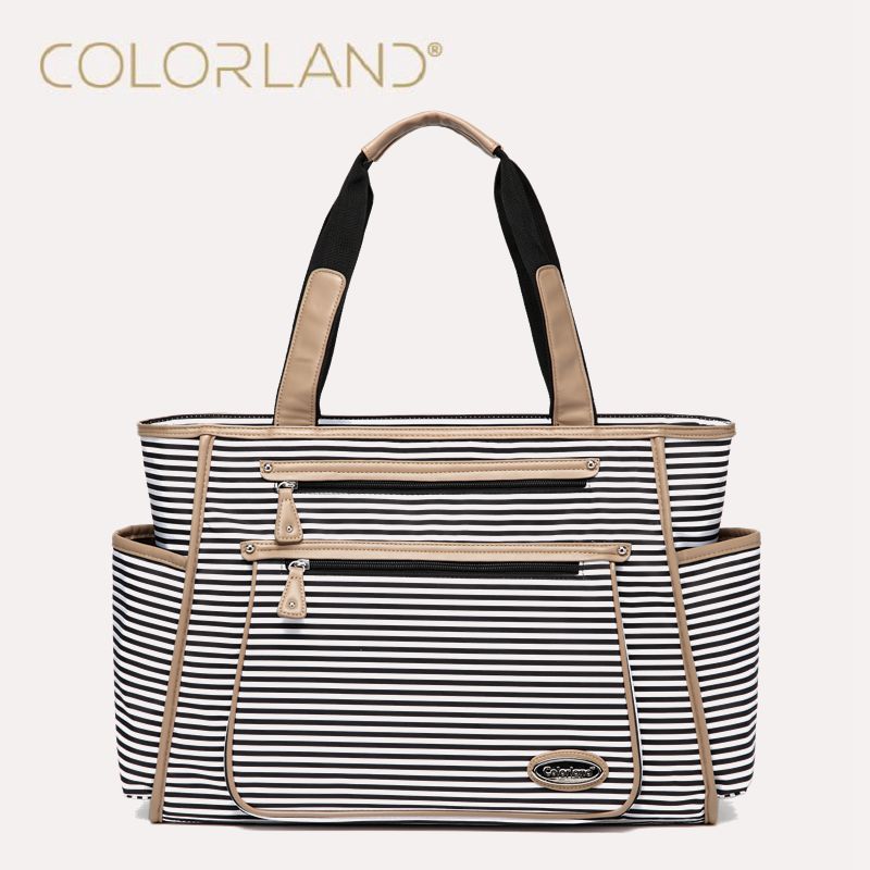 Colorland Black White Stripes Baby Diaper Bag Organizer Fashion Mummy Maternity Bag Travel Messenger Changing Nappy Bags Handbag