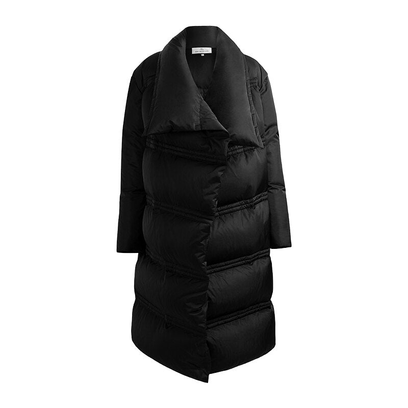 Autumn And Winter New Medium And Large Lapel Warm Thick Down Jacket