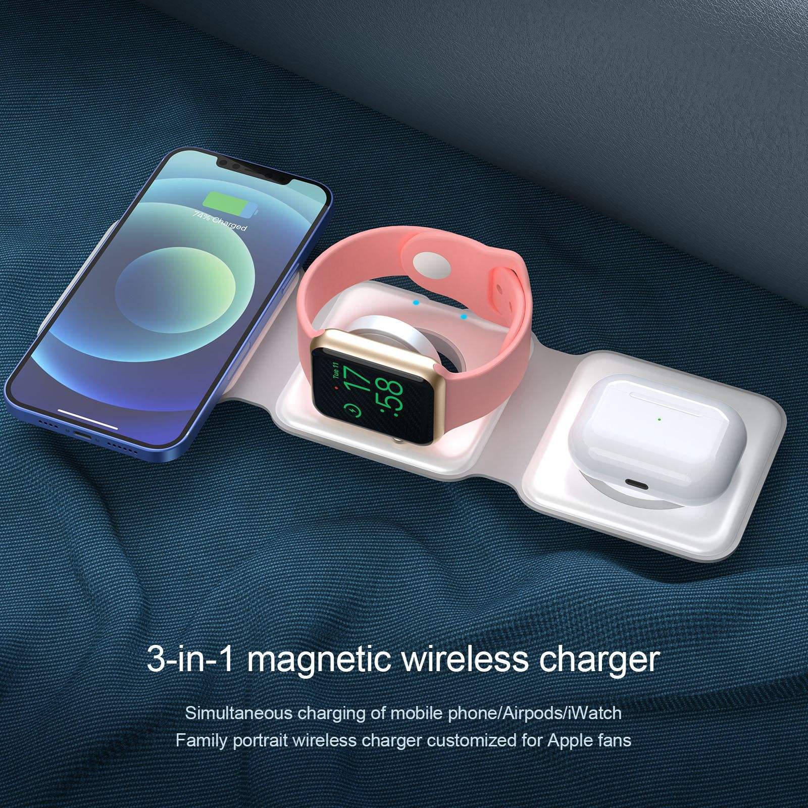 Magsafe15W Fast Charging Wireless Charging Three-In-One Folding Magnetic Wireless Charger For Apple Headset Watch