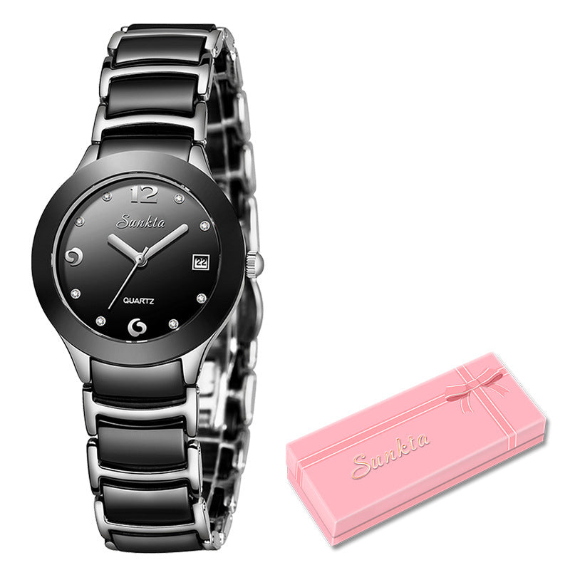 Liger/SUNKTA Explosive Ceramic Ladies Watch Exquisite High-end Watch Waterproof Watch