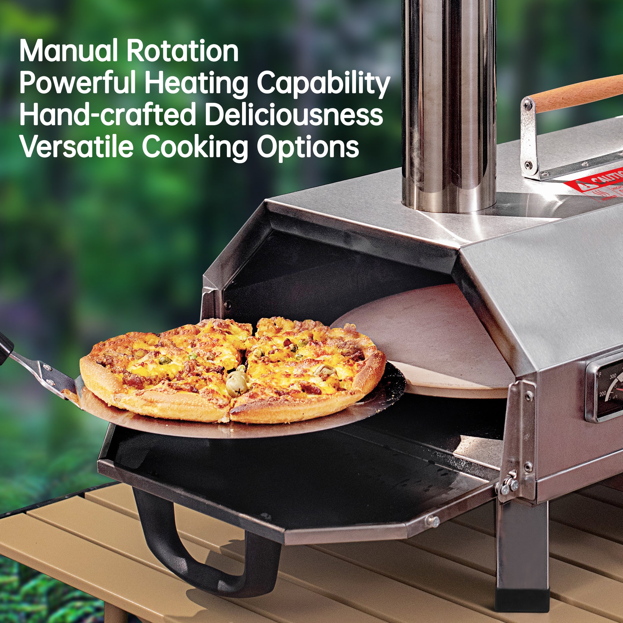 Semi-Automatic Silver 12 Outdoor Pizza Oven Portable Wood Fired Pizza Oven