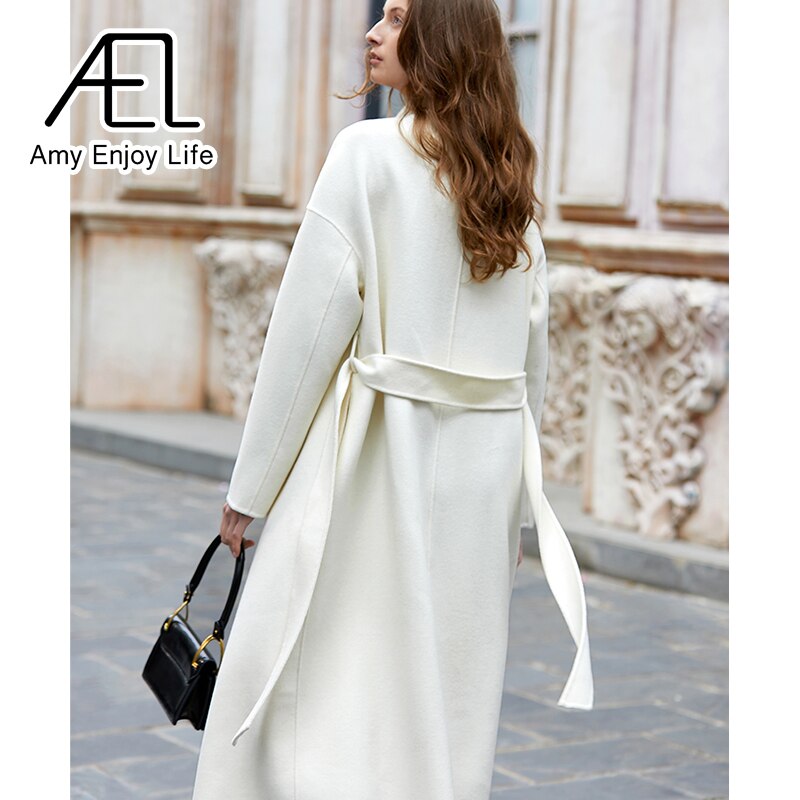 French White Double-Sided Suiting Slim Waist Woolen Coat Winter Premium Woolen Coat