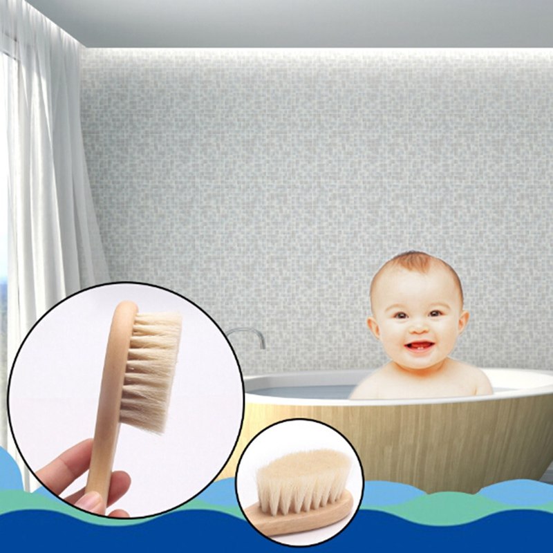 Baby Care Pure Natural Wool Baby Wooden Brush Comb Brush Baby Hairbrush Newborn Hair Brush Infant Comb Head Massager
