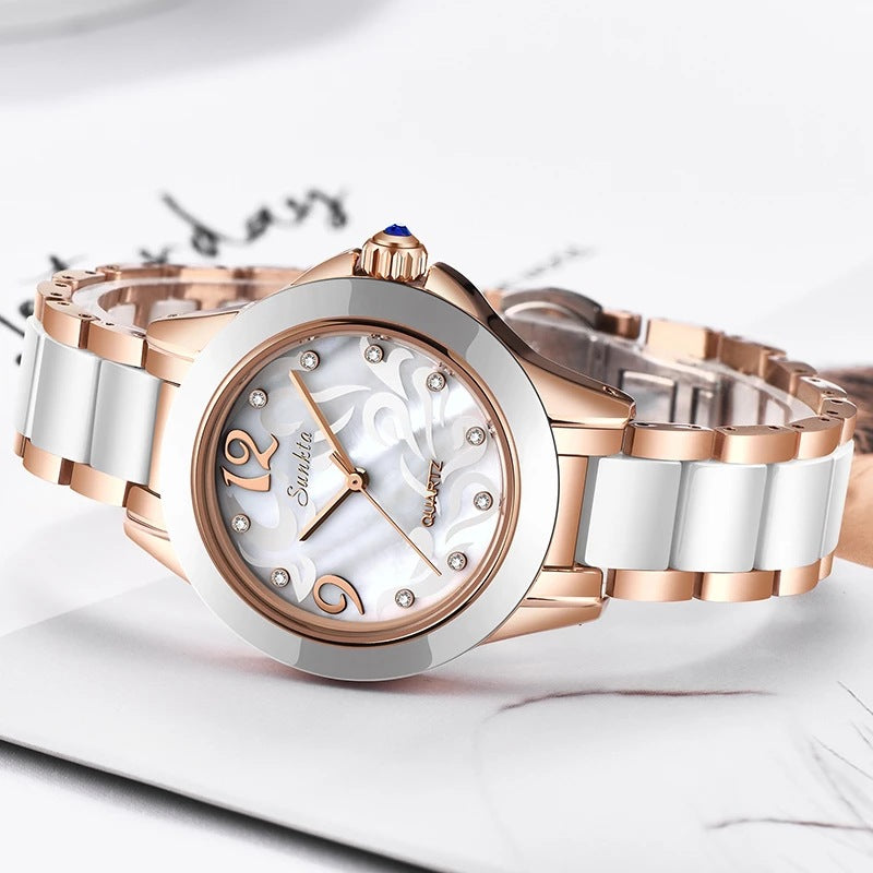 Liger/SUNKTA Explosive Ceramic Ladies Watch Exquisite High-end Watch Waterproof Watch