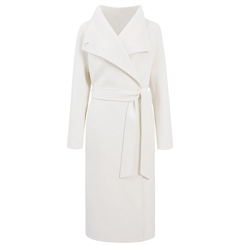 French White Double-Sided Suiting Slim Waist Woolen Coat Winter Premium Woolen Coat