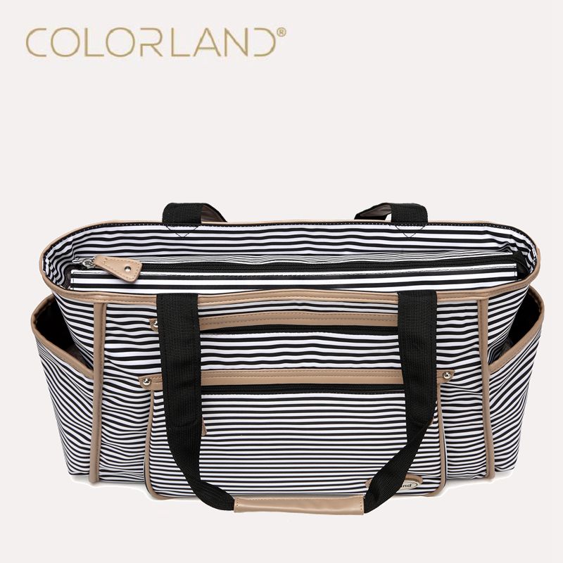 Colorland Black White Stripes Baby Diaper Bag Organizer Fashion Mummy Maternity Bag Travel Messenger Changing Nappy Bags Handbag