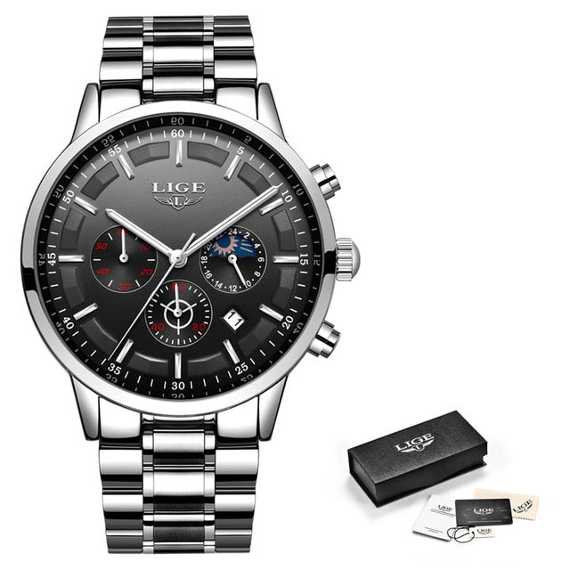 LIGE Sport Quartz Clock Mens Watches Top Brand Luxury Business Waterproof Watch