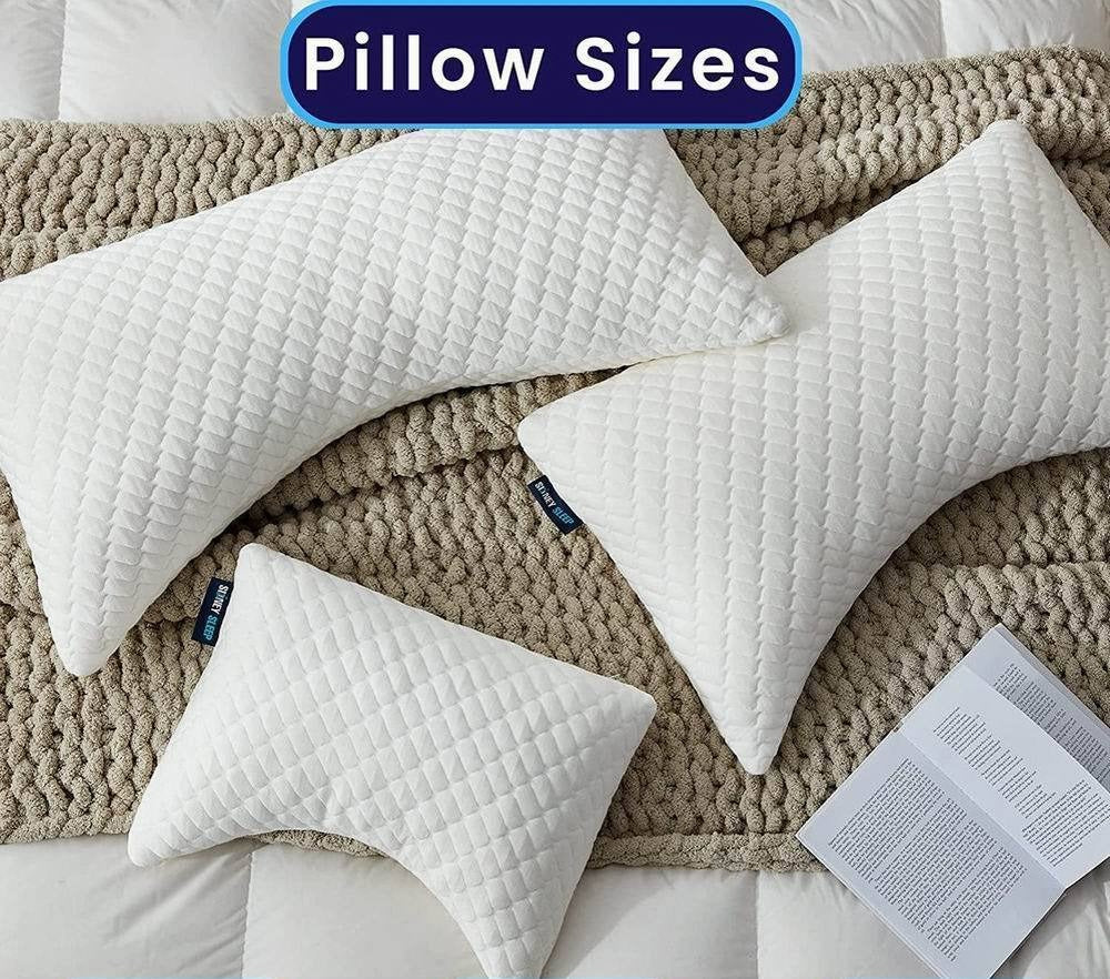 Shredded Memory Foam Bed Pillows for Sleeping, with Washable Removable Bamboo Cooling Sleep Pillow for Back and Side Sleeper