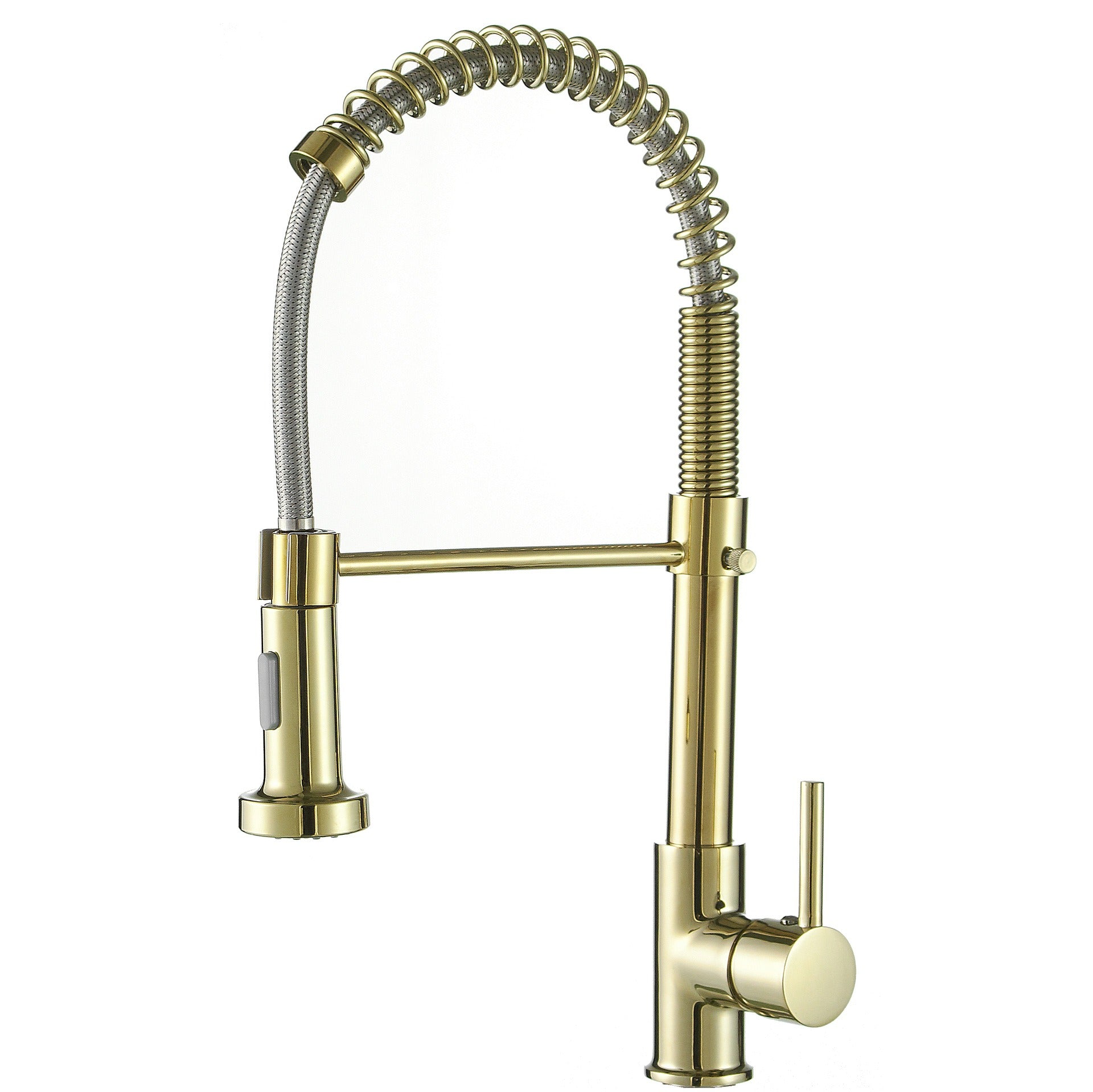 All copper spring faucet, kitchen sink with rotatable pull-out paint, black and gold dots