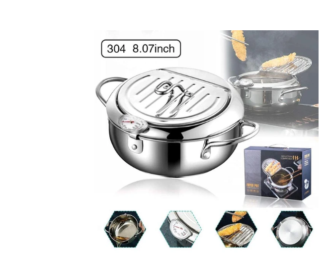 Household stainless steel tempura fryer with filter controlled temperature small fryer small mini fryer