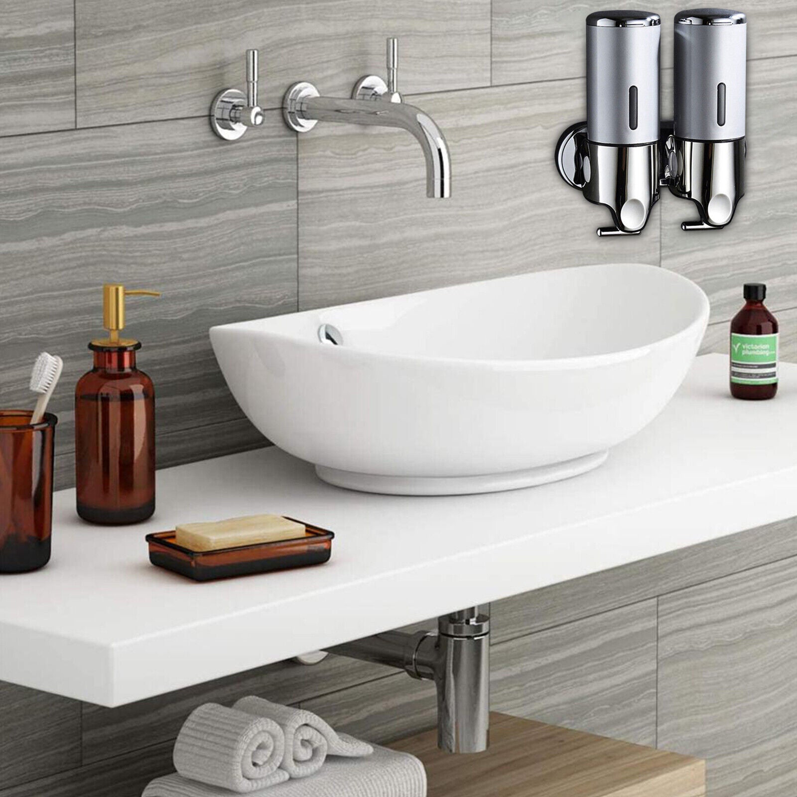 2Pcs 500ML Wall Mounted Shower Soap Shampoo Dispenser Lotion Bottle For Bathroom